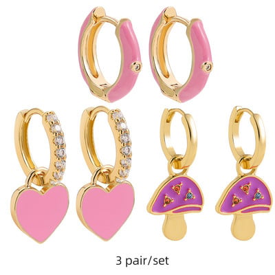 Set de cercei huggie cu piercing rotund multicolor Boho pentru femei, fete, drăguț, inimă, stea, zâmbet, bijuterii cercei cu pandantiv