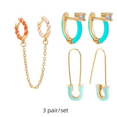 Set de cercei huggie cu piercing rotund multicolor Boho pentru femei, fete, drăguț, inimă, stea, zâmbet, bijuterii cercei cu pandantiv