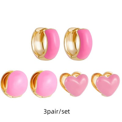 Set de cercei huggie cu piercing rotund multicolor Boho pentru femei, fete, drăguț, inimă, stea, zâmbet, bijuterii cercei cu pandantiv
