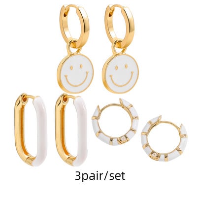 Set de cercei huggie cu piercing rotund multicolor Boho pentru femei, fete, drăguț, inimă, stea, zâmbet, bijuterii cercei cu pandantiv