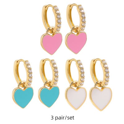 Set de cercei huggie cu piercing rotund multicolor Boho pentru femei, fete, drăguț, inimă, stea, zâmbet, bijuterii cercei cu pandantiv