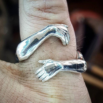 Gothic Hug Muscle Hands Rings για Γυναικεία Ανδρικά Ρυθμιζόμενα Δαχτυλίδι με ανοιχτή μανσέτα Δαχτυλίδι γάμου Δαχτυλίδι για ζευγάρι Vintage Κοσμήματα Anillos Bague