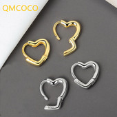QMCOCO Cercei cu știfturi mici, în formă de inimă, de culoare argintie, bijuterii de modă pentru femei, accesorii de petrecere