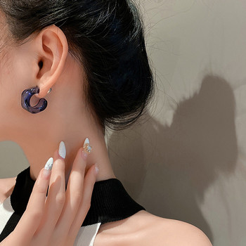 2021 New Korea Clear ακρυλικά γεωμετρικά σκουλαρίκια κρίκοι σε σχήμα C για γυναίκες κορίτσια Τάσεις Κρεμαστά σκουλαρίκια Δώρα Ταξιδιωτικά κοσμήματα για πάρτι