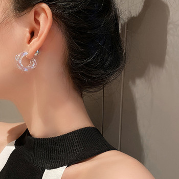 2021 New Korea Clear ακρυλικά γεωμετρικά σκουλαρίκια κρίκοι σε σχήμα C για γυναίκες κορίτσια Τάσεις Κρεμαστά σκουλαρίκια Δώρα Ταξιδιωτικά κοσμήματα για πάρτι