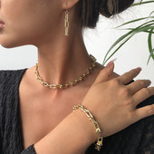 Wgoud Novi dizajn Personality Lanci Komplet nakita Unikatni Punk Statement Lanci Ogrlica Narukvica Naušnice za žene