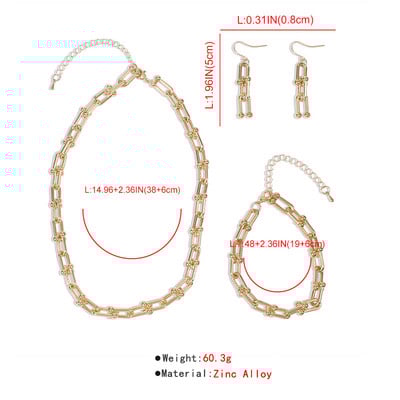 Wgoud Novi dizajn Personality Lanci Komplet nakita Unikatni Punk Statement Lanci Ogrlica Narukvica Naušnice za žene