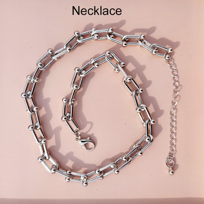 Wgoud Novi dizajn Personality Lanci Komplet nakita Unikatni Punk Statement Lanci Ogrlica Narukvica Naušnice za žene