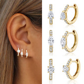 CRMYA Fashion Cubic Zirconia Cz Cercei cu cerc placat cu aur argint pentru femei logodna nunta bijuterii la modă