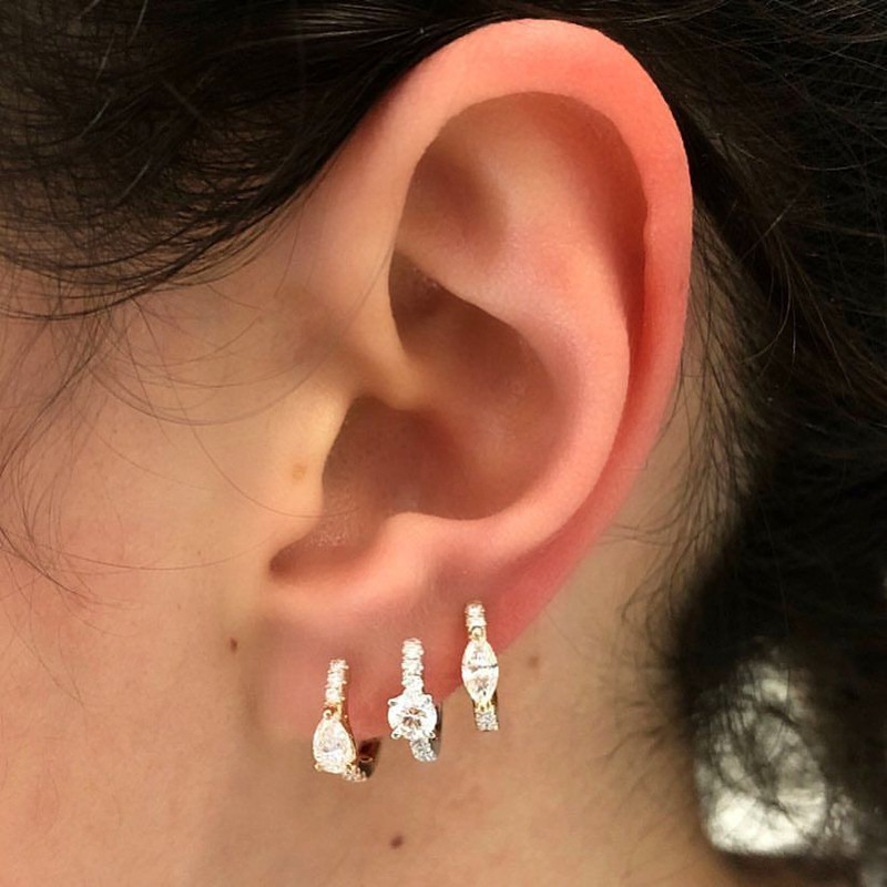 CRMYA Fashion Cubic Zirconia Cz Cercei cu cerc placat cu aur argint pentru femei logodna nunta bijuterii la modă
