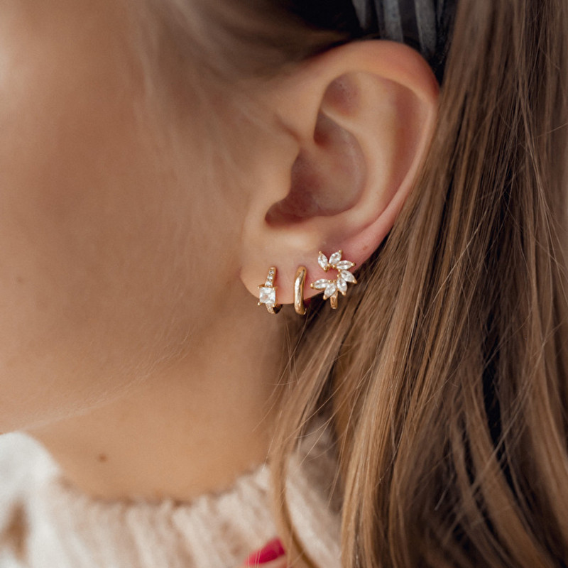 CRMYA Fashion Cubic Zirconia Cz Cercei cu cerc placat cu aur argint pentru femei logodna nunta bijuterii la modă