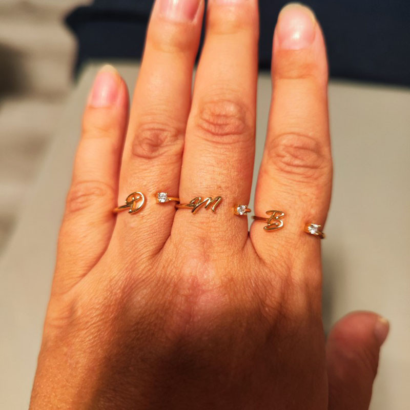 Inele minuscule cu litere inițiale pentru femei, din oțel inoxidabil, cu litere, inel ajustabil AZ, bijuterii estetice Boho, bijoux femme