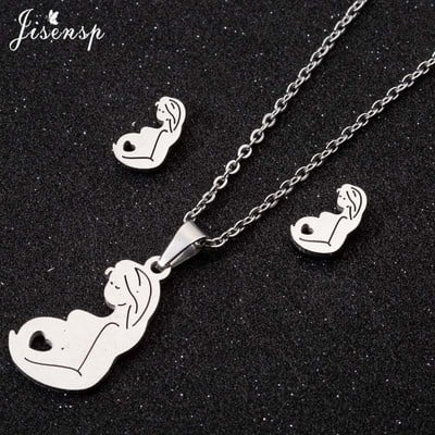 Seturi de bijuterii coreeane din oțel inoxidabil Colier cu pandantive cu gesturi de inimă de modă pentru femei, bărbați, cercei, Collier Femme