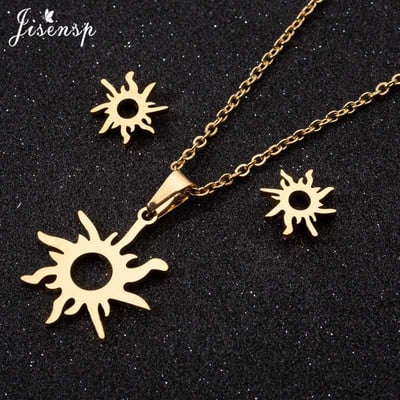 Seturi de bijuterii coreeane din oțel inoxidabil Colier cu pandantive cu gesturi de inimă de modă pentru femei, bărbați, cercei, Collier Femme