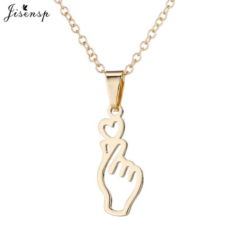 Seturi de bijuterii coreeane din oțel inoxidabil Colier cu pandantive cu gesturi de inimă de modă pentru femei, bărbați, cercei, Collier Femme