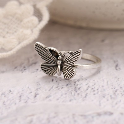 UMKA Hiphop Vintage Gyűrűk Női Férfi Esztétikus Retro Punk Ezüst Szín Szív Virág Pillangó Lánc Ujj Gyűrű Ékszer 2022