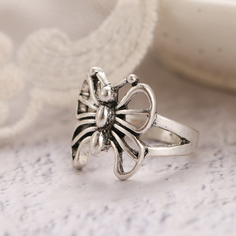 UMKA Hiphop Vintage Gyűrűk Női Férfi Esztétikus Retro Punk Ezüst Szín Szív Virág Pillangó Lánc Ujj Gyűrű Ékszer 2022