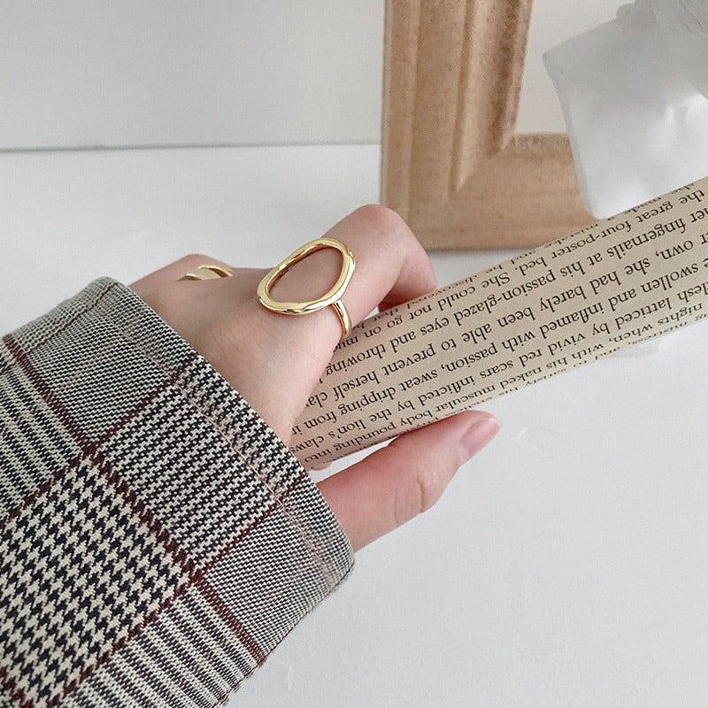 XIYANIKE ezüst színű szabálytalan üreges nyíló gyűrűk női pároknak divatos egyszerű geometriai ékszer ajándékok