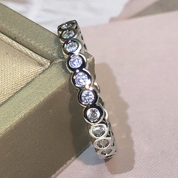 Ασήμι 925 μονόγραμμη Pave AAAAA cz Eternity Promise Δαχτυλίδι αρραβώνων Δαχτυλίδι γάμου για γυναίκες Μόδα για νυφικό