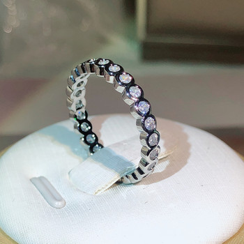 Ασήμι 925 μονόγραμμη Pave AAAAA cz Eternity Promise Δαχτυλίδι αρραβώνων Δαχτυλίδι γάμου για γυναίκες Μόδα για νυφικό