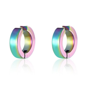 1 ζευγάρι κλασικά κορεατικά πανκ σκουλαρίκια με κλιπ αυτιού από ανοξείδωτο ατσάλι για άνδρες Γυναικεία Μαύρα No Pierced Fake Ear Circle Νέα ποπ κοσμήματα