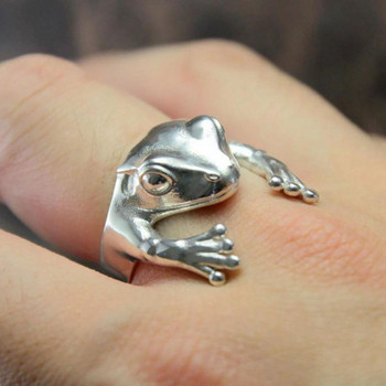 Δαχτυλίδια ζώων Frog Toad για γυναίκες άντρες Καλλιτεχνική σχεδίαση Ρετρό ανοίγματος με δυνατότητα αλλαγής μεγέθους Unisex Γυναικεία Statement Δαχτυλίδια Ασημί χρώμα Δώρο