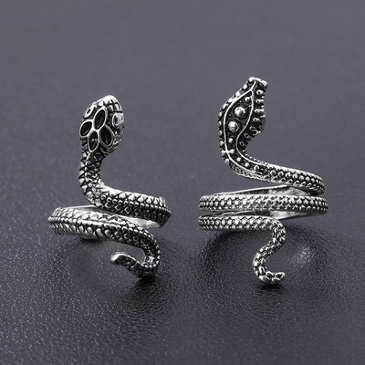 Anime Gyűrűk Férfiak Női Punk Goth Kígyó Gyűrű Túlzott Fekete bevonatú Gothic Állítható Party Ajándék Ékszer Mujer Bijoux