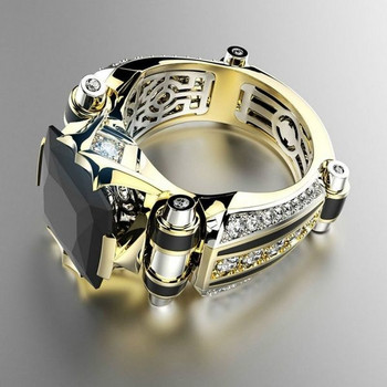 Винтидж бижута Пръстени за мъже Готически пръстен от неръждаема стомана Златен цвят Fidget Ring Мъжки бижута Индийски бижута Anillo Hombre