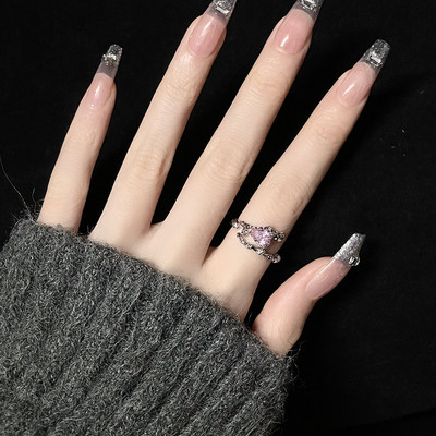 Szabálytalan rózsaszín kristály szívgyűrűk kreatív Y2K kék opál összetört szív pár gyűrűk grunge lila rózsaszín cirkon nyitott gyűrűk ékszerek