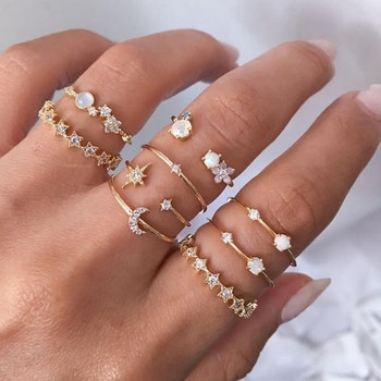 Бохемски комплект пръстени с пеперуди за жени, инкрустиран с кристали, цветя, пръстен с кокалчета на пръстите, женски чар, бижута, подарък, 2022 г. Ново