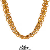 Yhpup vízálló 18 karátos aranyozott rozsdamentes acél kubai lánc nyilatkozat nyaklánc karkötő szett Báj divat ékszerek női