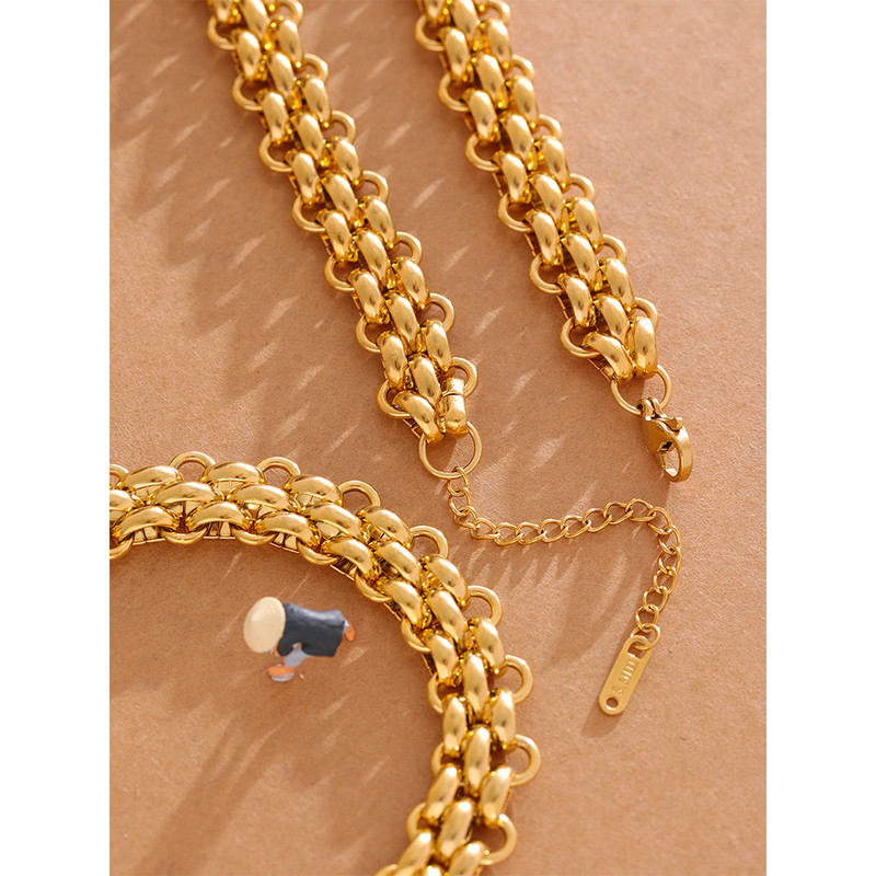 Yhpup vízálló 18 karátos aranyozott rozsdamentes acél kubai lánc nyilatkozat nyaklánc karkötő szett Báj divat ékszerek női