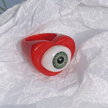 Νέα Gothic Punk Πολύχρωμα Love Heart Evil Eye Ρητίνη ακρυλικά δαχτυλίδια για γυναίκες Αστεία ζαχαρωτά χρώματος τυχερού ματιού δαχτυλίδι κοσμήματα δώρα