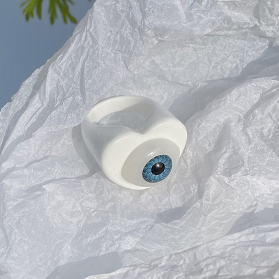 Novo Gothic Punk Šareno Ljubavno Srce Evil Eye Smola Akrilno Prstenje za Žene Smiješne Boje Boje Lucky Eye Prsten Nakit Pokloni