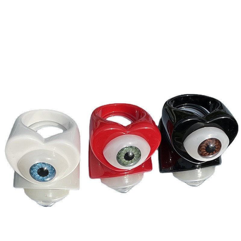 Novo Gothic Punk Šareno Ljubavno Srce Evil Eye Smola Akrilno Prstenje za Žene Smiješne Boje Boje Lucky Eye Prsten Nakit Pokloni