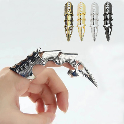 Imixlot Punk Ring Rock Scroll Joint Armor Knuckle Metal Full Finger Claw Inele Halloween Unisex Set de inele reglabile 2021 Nou