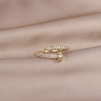 Απλό γεωμετρικό δαχτυλίδι AAA 14 καρατίων με πραγματικό χρυσό Κομψό ρυθμιζόμενο ανοιγόμενο δαχτυλίδι για καθημερινή εργασία για γυναίκες