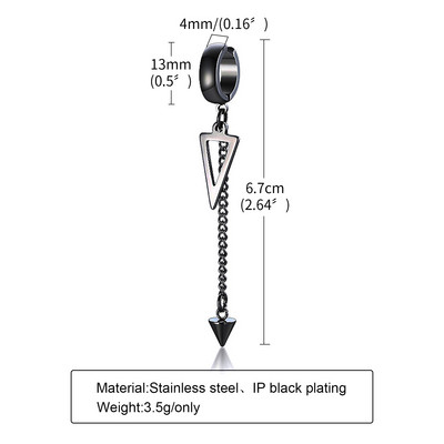 Vnox Punk Clip Férfi Fülbevaló Női, Fekete Rozsdamentes Acél fülbevaló, Gothic Rock Hiphop Karika Kör fülbevaló 1 db