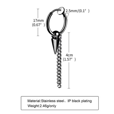 Vnox Punk Clip Férfi Fülbevaló Női, Fekete Rozsdamentes Acél fülbevaló, Gothic Rock Hiphop Karika Kör fülbevaló 1 db