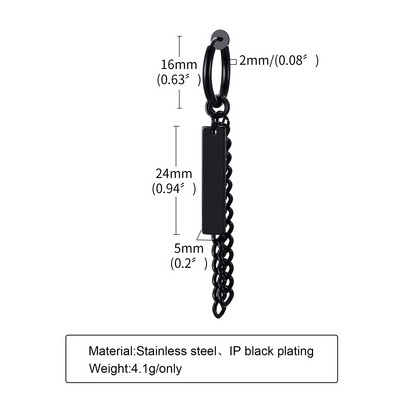 Vnox Punk Clip Férfi Fülbevaló Női, Fekete Rozsdamentes Acél fülbevaló, Gothic Rock Hiphop Karika Kör fülbevaló 1 db