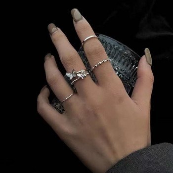Модни метални пънк пръстени с пеперуди, комплект за жени, тийнейджърски бижута, подаръци, аксесоари, катарама, женски пръстен с показалец
