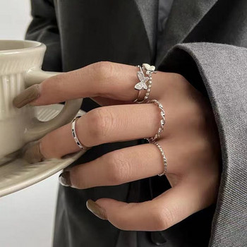 Модни метални пънк пръстени с пеперуди, комплект за жени, тийнейджърски бижута, подаръци, аксесоари, катарама, женски пръстен с показалец