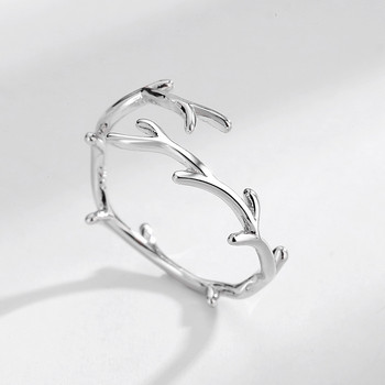 QMCOCO Simple Branch Leaf Thin Ring Ασημί χρώμα Ανοιχτό ρυθμιζόμενο δαχτυλίδι για γυναίκες κορίτσια Μοντέρνα δώρα για πάρτι με δάχτυλα κοσμήματα