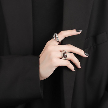 LIVVY Ασημί χρώμα Δαχτυλίδι ακανόνιστου κοίλου επιφάνειας Γυναικείο μοντέρνο κοσμήματα Vintage διακόσμηση πάρτι