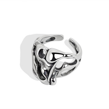 LIVVY Сребърен пръстен с неправилна куха повърхност, модни женски бижута, ретро парти декорация