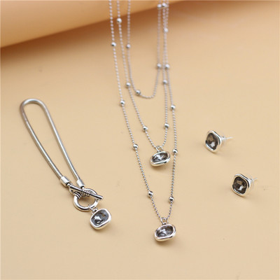 Anslow 2022 Design Fashion Bijoux Femme Woman Crystal Jewelry Set Accessories Ogrlica&Naušnice&Narukvica Valentinovo Šaljivi poklon