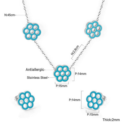 серьги Ékszerkészletek Virágok Medálos nyaklánc fülbevalók Rozsdamentes acél készletek Női Arany színű 2021 Divatos nagykereskedelem