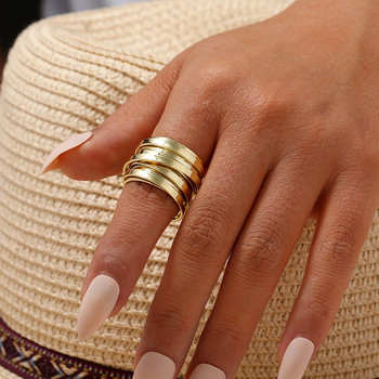 Φαρδύ δαχτυλίδι πολλαπλών στρώσεων για γυναίκες κορίτσια Μινιμαλιστική μόδα μεσαίου μεγέθους Γυναικεία δαχτυλίδια Αξεσουάρ κοσμημάτων Χονδρική Δωρεάν αποστολή