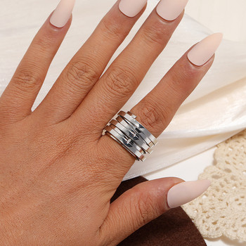 Φαρδύ δαχτυλίδι πολλαπλών στρώσεων για γυναίκες κορίτσια Μινιμαλιστική μόδα μεσαίου μεγέθους Γυναικεία δαχτυλίδια Αξεσουάρ κοσμημάτων Χονδρική Δωρεάν αποστολή