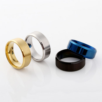 8 мм матова неръждаема стомана с опростен дизайн, обикновени титаниеви пръстени със сребърно покритие със златни черни сини пръстени, мъже, жени, бижута, подарък